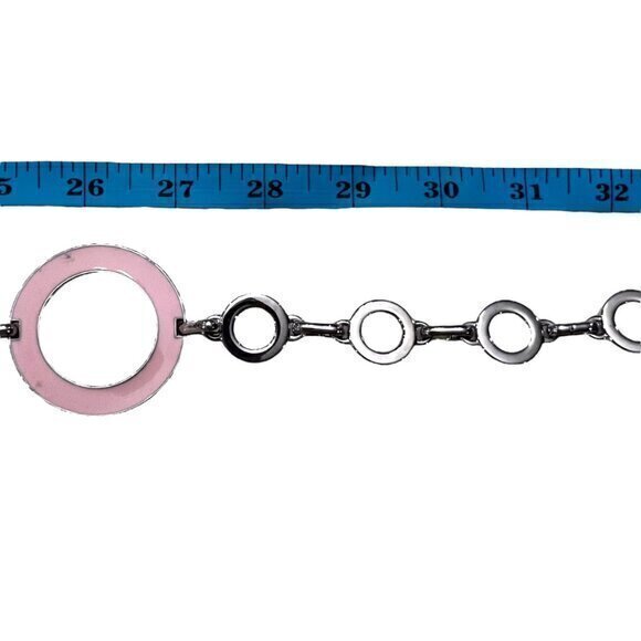 Silver Pink Chain Waist Belt Adjustable 28-42" Classy Dressy Business Casual - Picture 7 of 7